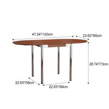Modern Minimalist Foldable Oval Dining Table – Melamine-Faced Board, Wood & Stainless Steel, Seats 4