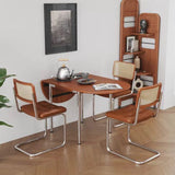 Modern Minimalist Foldable Oval Dining Table – Melamine-Faced Board, Wood & Stainless Steel, Seats 4