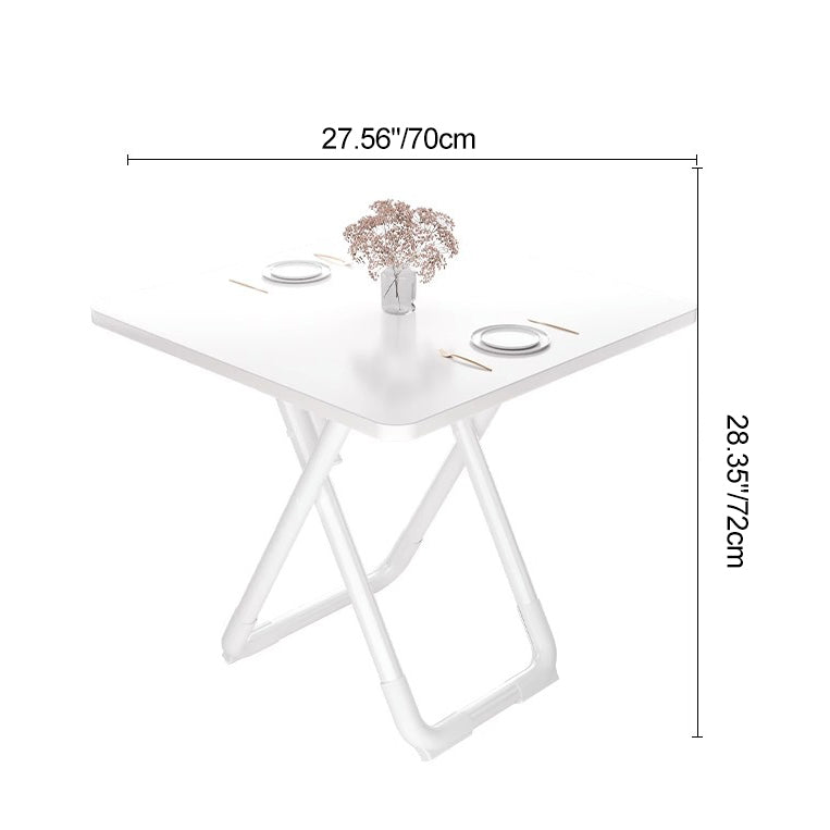 Modern Minimalist Foldable Dining Table with X-Shape Iron-Pipe Base and High-Density Top - Round or Square, Seats 2-6