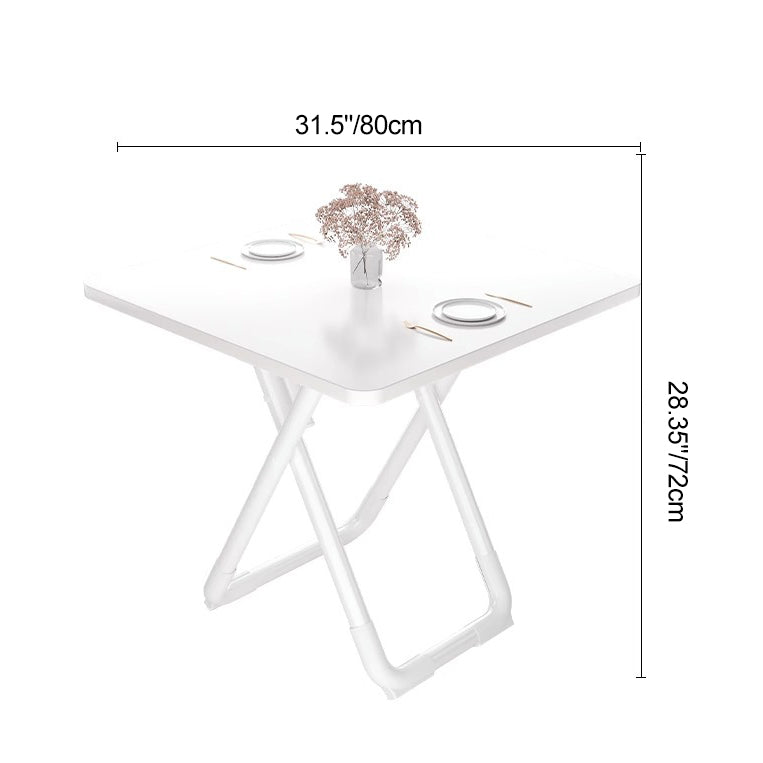 Modern Minimalist Foldable Dining Table with X-Shape Iron-Pipe Base and High-Density Top - Round or Square, Seats 2-6