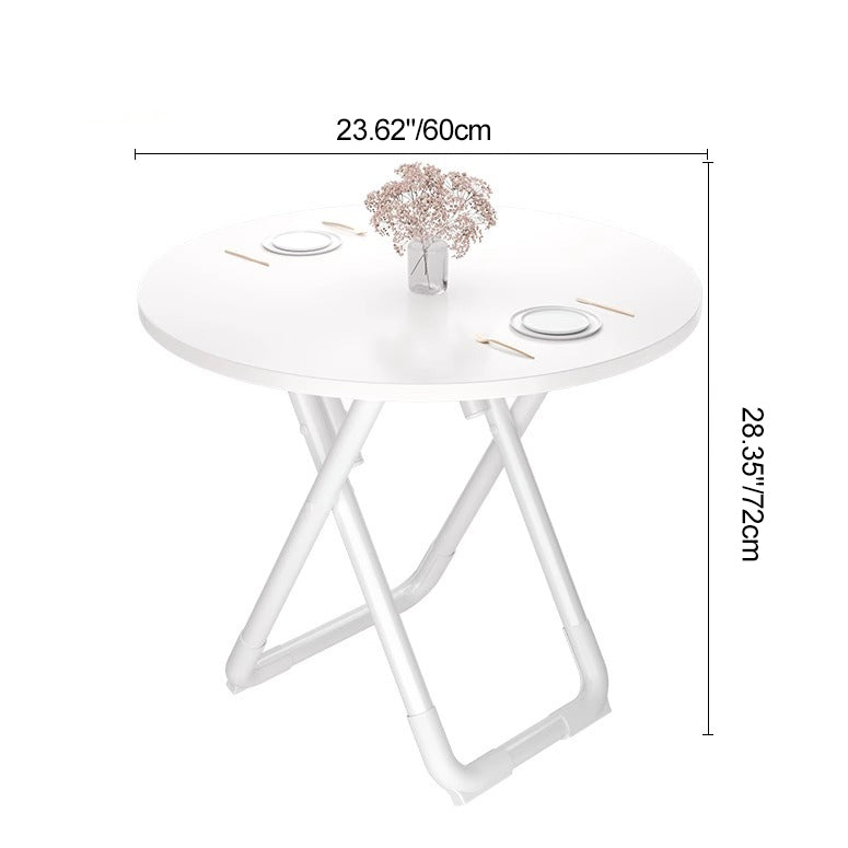 Modern Minimalist Foldable Dining Table with X-Shape Iron-Pipe Base and High-Density Top - Round or Square, Seats 2-6