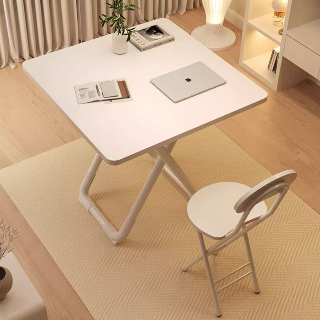 Modern Minimalist Foldable Dining Table with X-Shape Iron-Pipe Base and High-Density Top - Round or Square, Seats 2-6