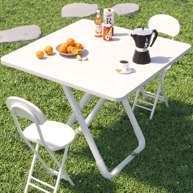 Modern Minimalist Foldable Dining Table with X-Shape Iron-Pipe Base and High-Density Top - Round or Square, Seats 2-6
