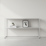 Sleek Modern Minimalist Rectangular Iron Bookshelf - 2-Tier for Living Room