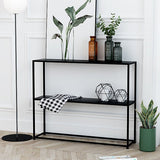 Sleek Modern Minimalist Rectangular Iron Bookshelf - 2-Tier for Living Room