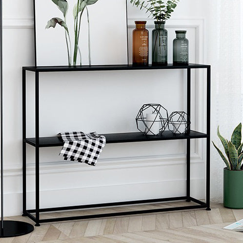 Sleek Modern Minimalist Rectangular Iron Bookshelf - 2-Tier for Living Room
