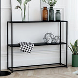 Sleek Modern Minimalist Rectangular Iron Bookshelf - 2-Tier for Living Room
