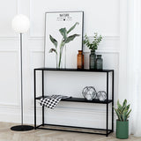 Sleek Modern Minimalist Rectangular Iron Bookshelf - 2-Tier for Living Room