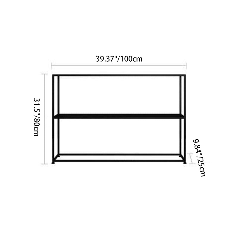Sleek Modern Minimalist Rectangular Iron Bookshelf - 2-Tier for Living Room