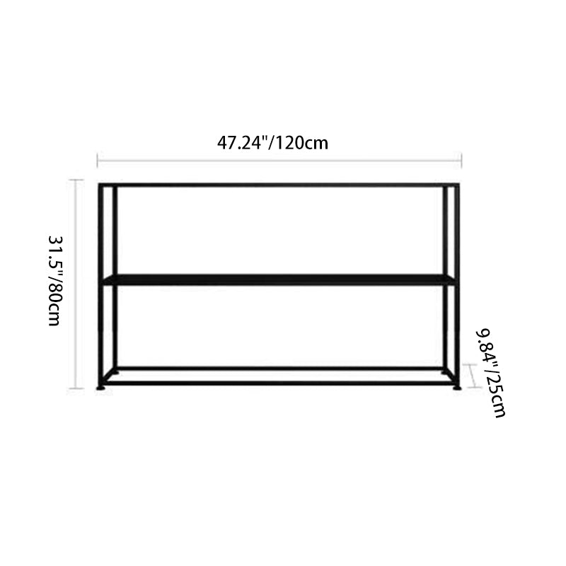 Sleek Modern Minimalist Rectangular Iron Bookshelf - 2-Tier for Living Room