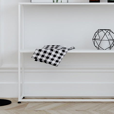 Sleek Modern Minimalist Rectangular Iron Bookshelf - 2-Tier for Living Room