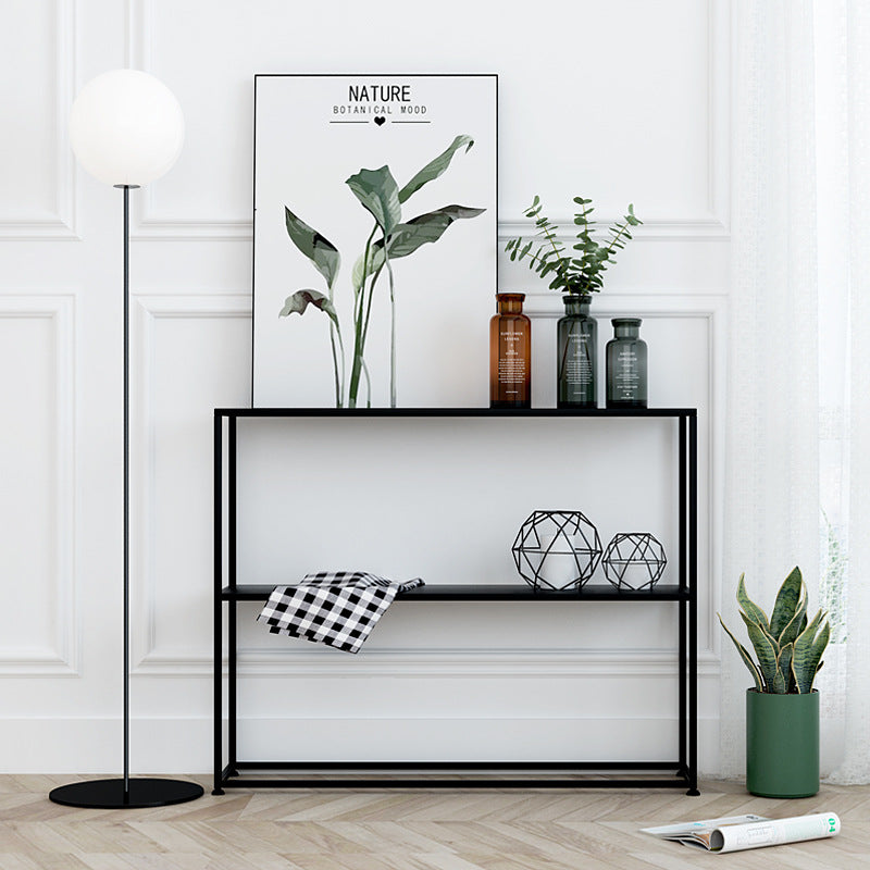 Sleek Modern Minimalist Rectangular Iron Bookshelf - 2-Tier for Living Room
