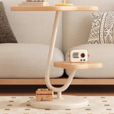 Contemporary Floral-Shaped 2-Tier Side Table in Carbon Steel & MDF for Living Room