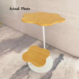Contemporary Floral-Shaped 2-Tier Side Table in Carbon Steel & MDF for Living Room