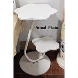 Contemporary Floral-Shaped 2-Tier Side Table in Carbon Steel & MDF for Living Room