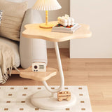 Contemporary Floral-Shaped 2-Tier Side Table in Carbon Steel & MDF for Living Room