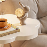 Contemporary Floral-Shaped 2-Tier Side Table in Carbon Steel & MDF for Living Room