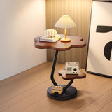 Contemporary Floral-Shaped 2-Tier Side Table in Carbon Steel & MDF for Living Room