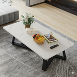 Contemporary Luxury Rectangular Coffee Table in Medium-Density Fiberboard and Carbon Steel for Living Room
