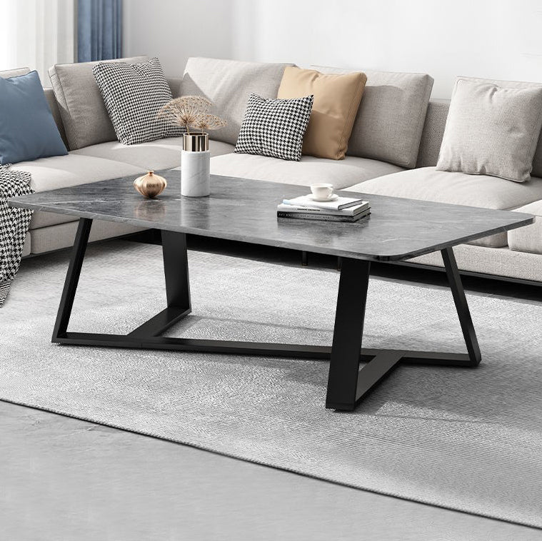 Contemporary Luxury Rectangular Coffee Table in Medium-Density Fiberboard and Carbon Steel for Living Room