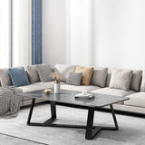 Contemporary Luxury Rectangular Coffee Table in Medium-Density Fiberboard and Carbon Steel for Living Room