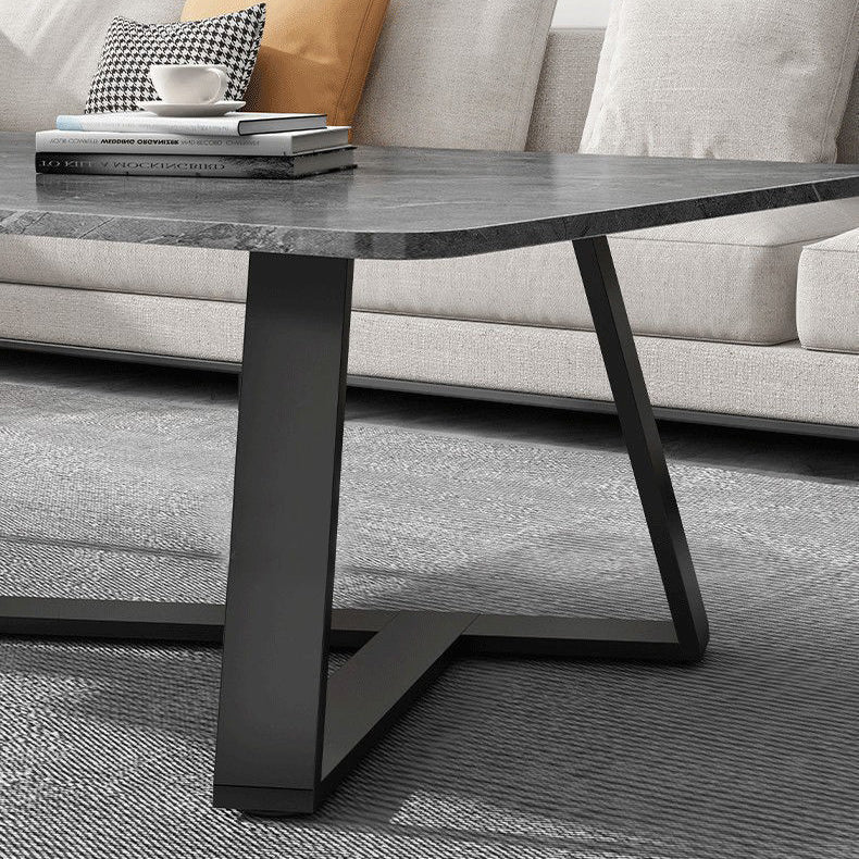 Contemporary Luxury Rectangular Coffee Table in Medium-Density Fiberboard and Carbon Steel for Living Room