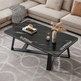 Contemporary Luxury Rectangular Coffee Table in Medium-Density Fiberboard and Carbon Steel for Living Room