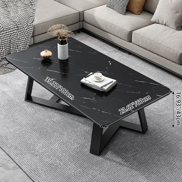 Contemporary Luxury Rectangular Coffee Table in Medium-Density Fiberboard and Carbon Steel for Living Room