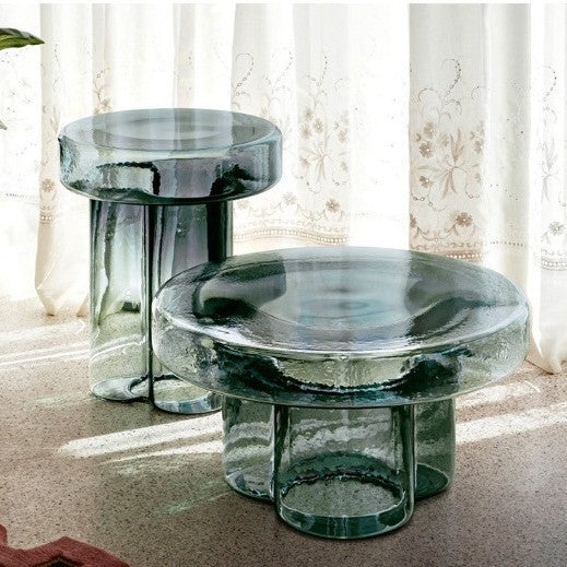 Sleek Contemporary Scandinavian Round Glass Coffee Table for Living Room