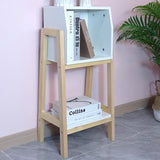 Modern Minimalist Square Pine Solid Wood & MDF Bookshelf with Half-Cabinet – Stylish Living Room Storage