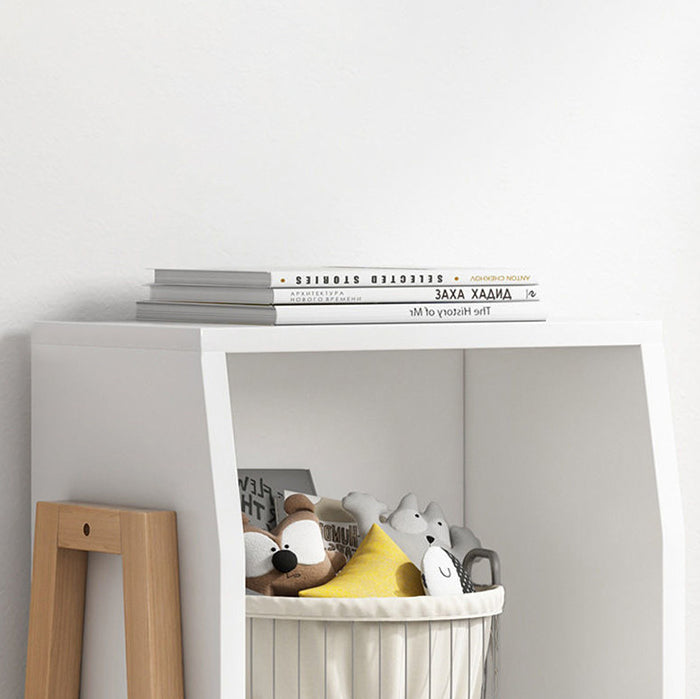 Modern Minimalist Square Pine Solid Wood & MDF Bookshelf with Half-Cabinet – Stylish Living Room Storage