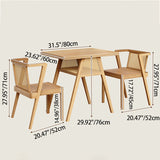Traditional Chinese-Style Square Rubberwood Solid Wood Desk & Chair Set with Backrest for Living Room