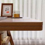 Traditional Chinese-Style Square Rubberwood Solid Wood Desk & Chair Set with Backrest for Living Room