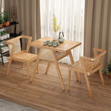 Traditional Chinese-Style Square Rubberwood Solid Wood Desk & Chair Set with Backrest for Living Room
