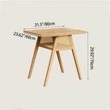 Traditional Chinese-Style Square Rubberwood Solid Wood Desk & Chair Set with Backrest for Living Room