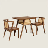 Traditional Chinese-Style Square Rubberwood Solid Wood Desk & Chair Set with Backrest for Living Room