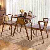 Traditional Chinese-Style Square Rubberwood Solid Wood Desk & Chair Set with Backrest for Living Room