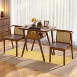 Traditional Chinese-Style Square Rubberwood Solid Wood Desk & Chair Set with Backrest for Living Room