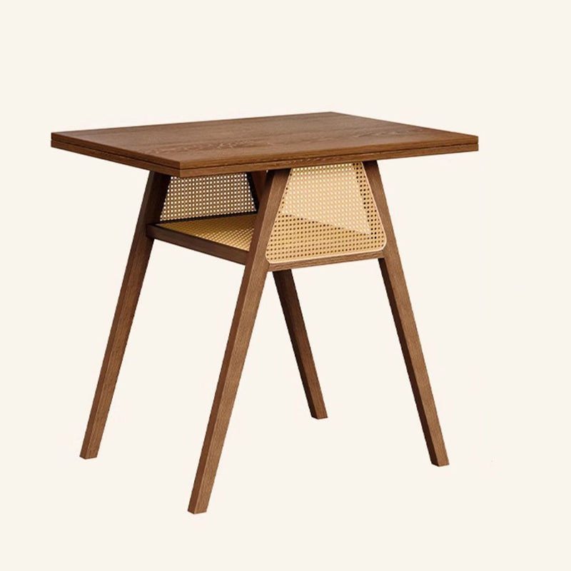Traditional Chinese-Style Square Rubberwood Solid Wood Desk & Chair Set with Backrest for Living Room