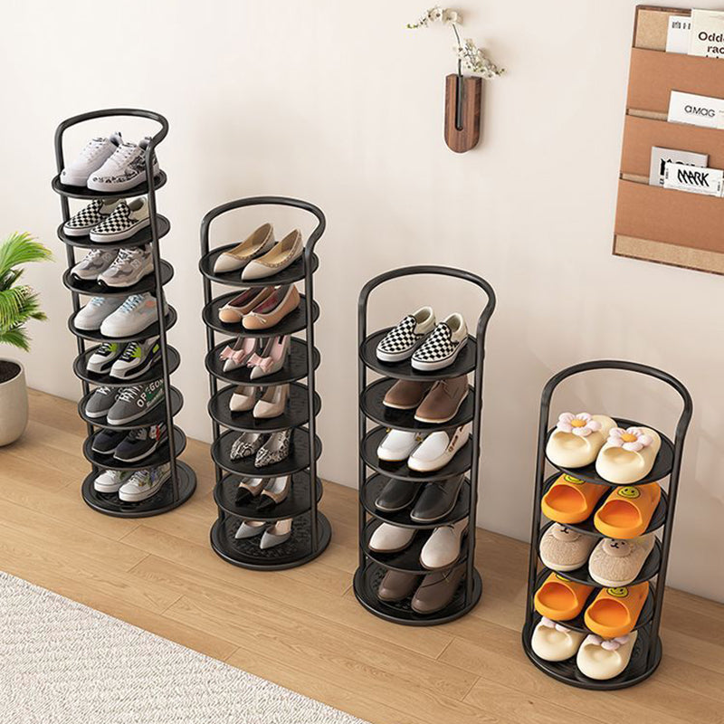 Modern Minimalist Round Iron Carbon Steel Shoe Storage Rack | 5/6/7/8-Tier for Entryways