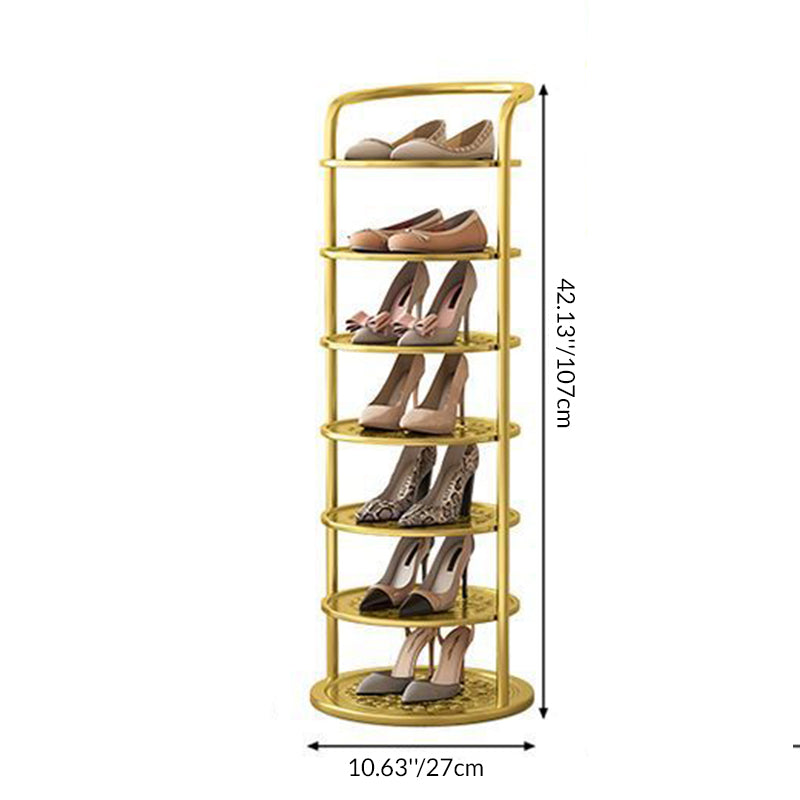 Modern Minimalist Round Iron Carbon Steel Shoe Storage Rack | 5/6/7/8-Tier for Entryways