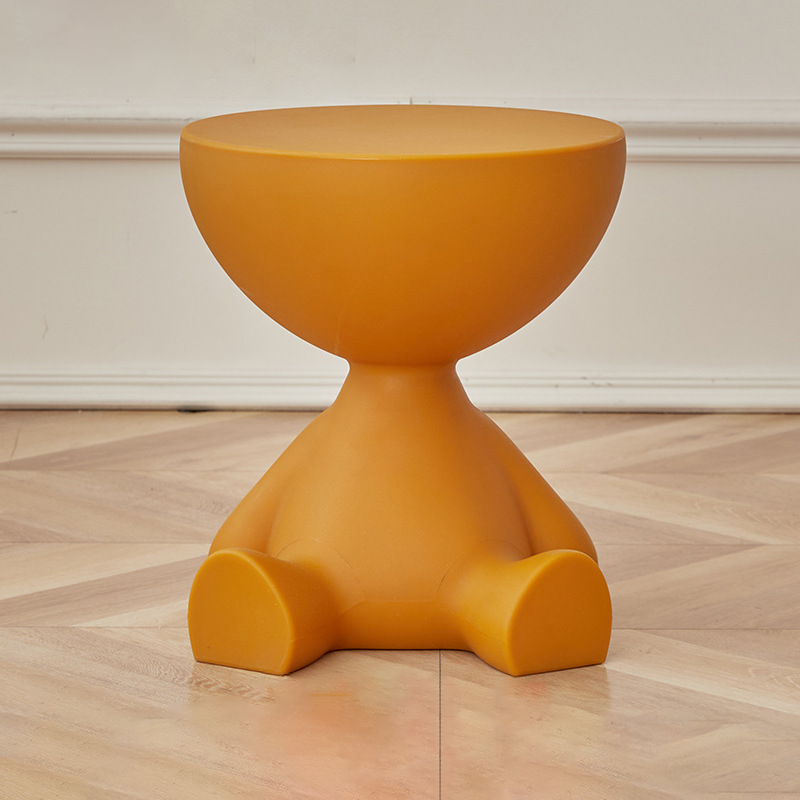 Contemporary Bear-Shaped Round Plastic Side Table for Living Room