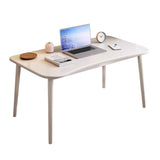 Modern Minimalist Rectangular Solid Wood Desks with Four Legs for Home Office