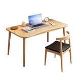 Modern Minimalist Rectangular Solid Wood Desks with Four Legs for Home Office