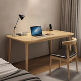 Modern Minimalist Rectangular Solid Wood Desks with Four Legs for Home Office
