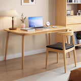 Modern Minimalist Rectangular Solid Wood Desks with Four Legs for Home Office