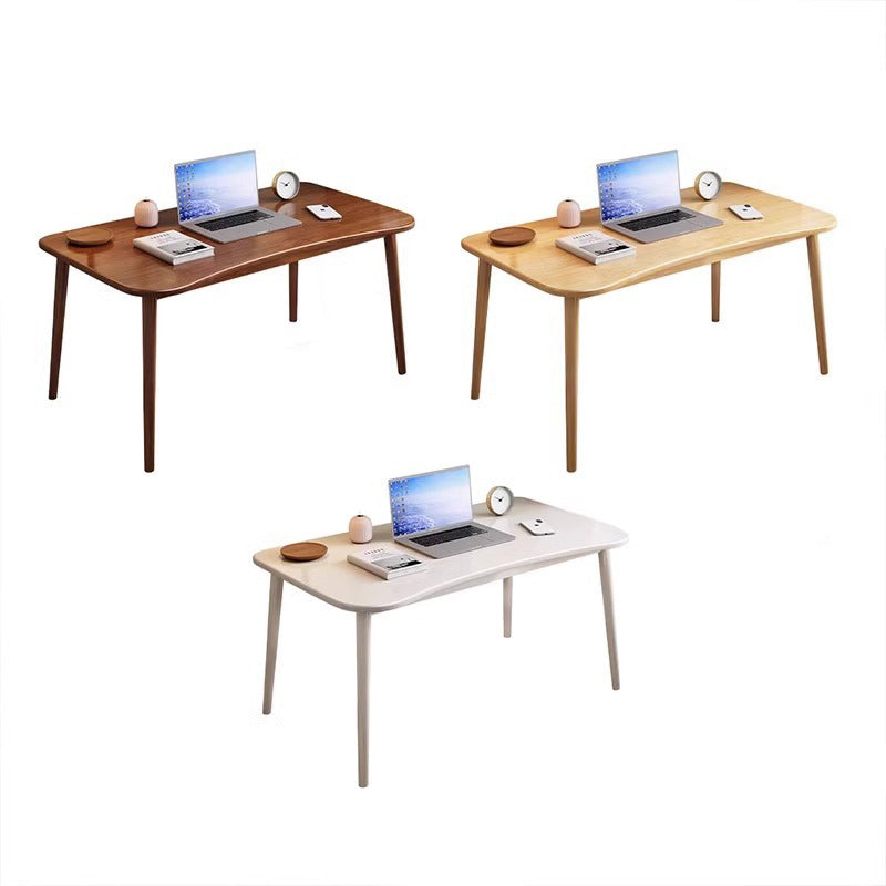 Modern Minimalist Rectangular Solid Wood Desks with Four Legs for Home Office