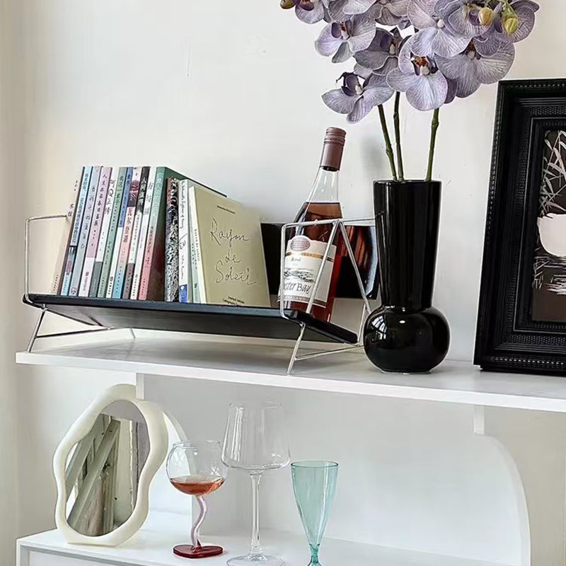 Sleek Modern Minimalist Rectangular Solid Wood & Iron Bookshelves, 4-Leg Design for Home Office