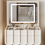 Sleek Modern Minimalist Rectangular Makeup Vanity with Eco-Friendly High-Density Board, 4-Leg Design and 2 Drawers for Bedroom