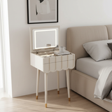 Sleek Modern Minimalist Rectangular Makeup Vanity with Eco-Friendly High-Density Board, 4-Leg Design and 2 Drawers for Bedroom